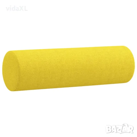 vidaXL 2-местен диван с декоративни възглавници светложълт 120 см плат, снимка 6 - Дивани и мека мебел - 56146706