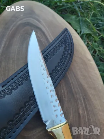 Ловен нож фултанг с кожена кания, снимка 3 - Ножове - 49230242