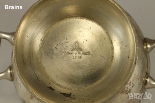 Стара Немска Дебело Посребрена Купа VILLEROY & BOCH 17-18, снимка 8 - Антикварни и старинни предмети - 53151111