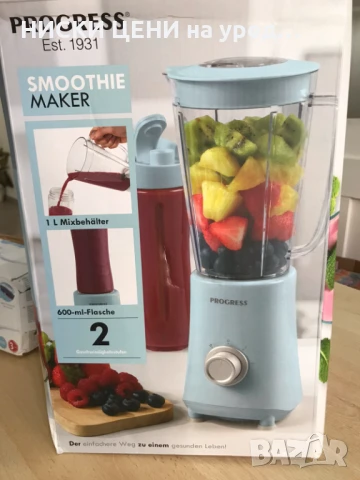 Смути блендер PROGRESS 300W,1L с бутилка 600ml, снимка 6 - Блендери - 51296460