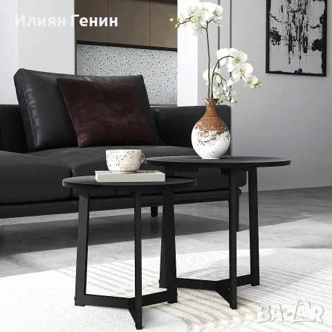 HOMCOM Модерна масичка за кафе, комплект от 2, снимка 11 - Маси - 56123616
