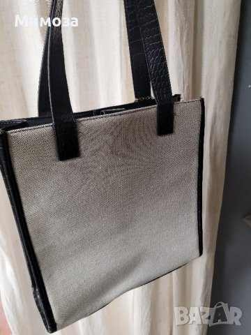 страхотна чанта черно и бяло- ЛЕН И КОЖА, снимка 4 - Чанти - 42640373