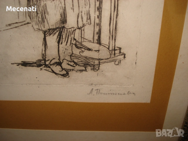 ЛЮДМИЛА ПОПТОШЕВА ранна работа офорт, снимка 3 - Картини - 53113407