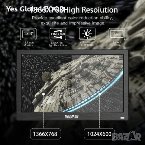 13.3" Преносим монитор HDMI/VGA/BNC VESA, снимка 4 - Монитори - 53640065
