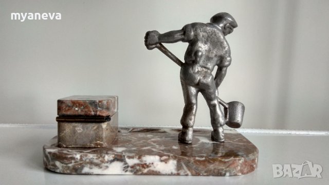 Стара мастилница от СОЦА от мрамор и метал. , снимка 5 - Други ценни предмети - 40220076