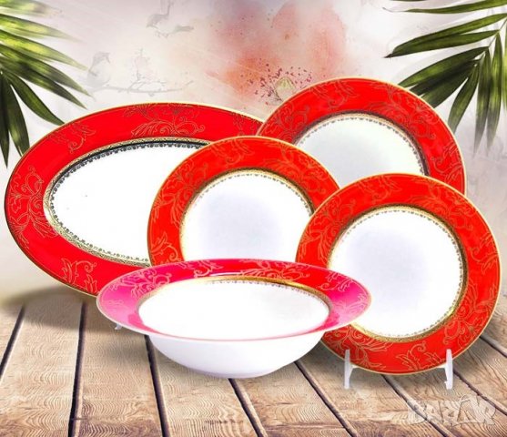 Червен комплект за хранене - Лукс за 6, 8 или 12 човека