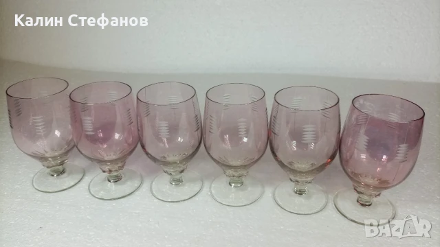 Красиви чаши за вино, столче, 6 бр, ръчна гравюра , снимка 3 - Чаши - 50525591