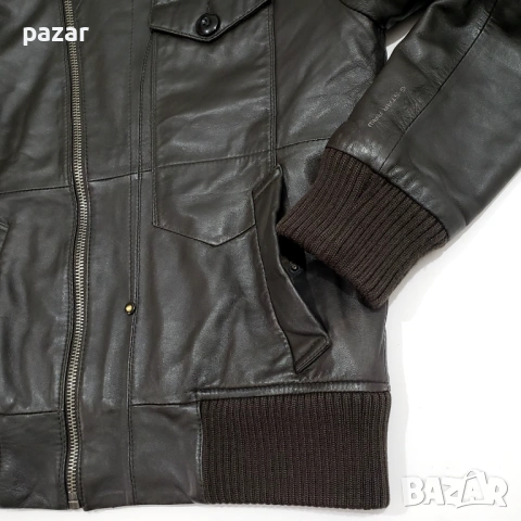G-STAR RAW Bomber Мъжко Кожено Яке с Хастар Ватирано Бомбър S, снимка 2 - Якета - 53606373