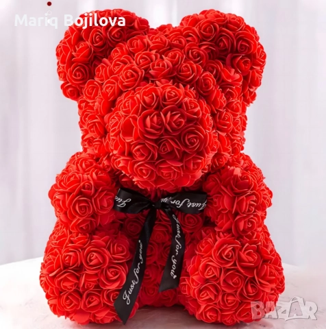 Плюшено мече с LED рози - подарък за мама, момиче, баба - комплект вечни рози 25 см, снимка 7 - Декорация за дома - 52952769