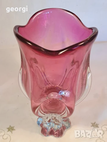 дизайнерска стъклена ваза Josef Hospodka Czechoslovakia , снимка 4 - Вази - 50838451