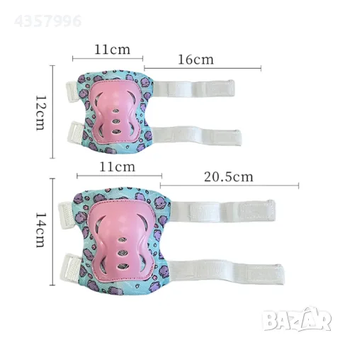 Детски наколенки РА1011 - 6бр / к-т - Розови, снимка 2 - Аксесоари за велосипеди - 49471264