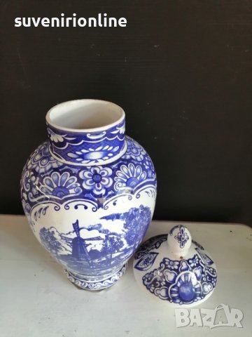 Стара ваза с капак холандски порцелан delft blu, снимка 3 - Вази - 40195362