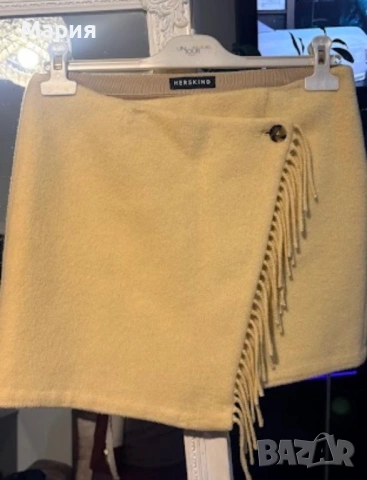 Дизайнерска вълнена пола Birgitte Herskind (HERSKIND) с ресни, снимка 2 - Поли - 53729928