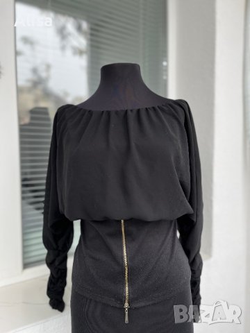 Черна дамска блуза, снимка 3 - Блузи с дълъг ръкав и пуловери - 38897088