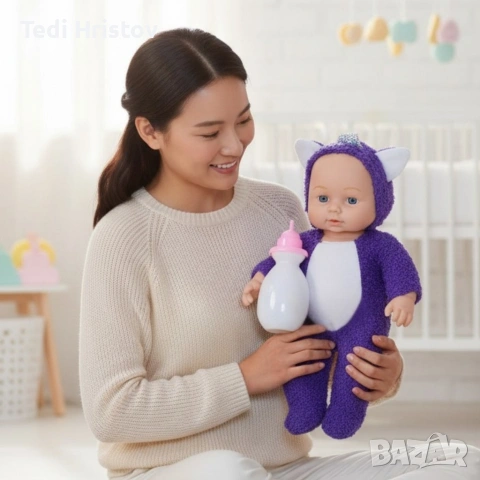 Интерактивна кукла бебе с костюм на животно – говори, смее се и плаче (30 см), снимка 7 - Кукли - 53152849
