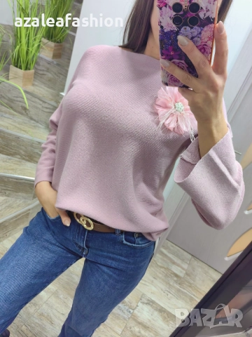 Пуловер с брошка - цветове, снимка 8 - Блузи с дълъг ръкав и пуловери - 52709246