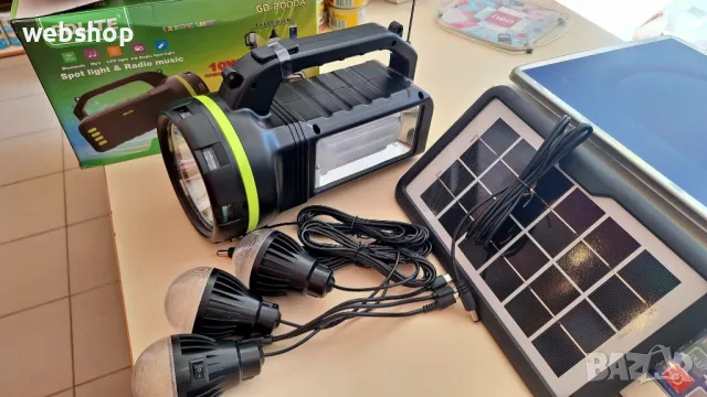 СОЛАРНА ОСВЕТИТЕЛНА СИСТЕМА С BLUETOOTH ТОНКОЛОНА GD LITE GD-2000А, снимка 1