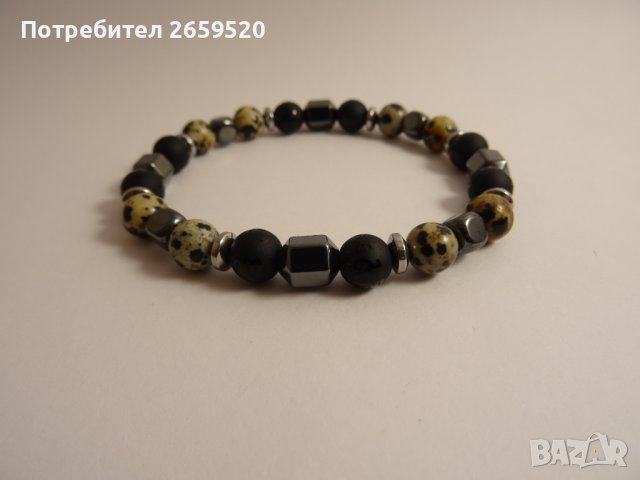 Водоустойчива мъжка гривна от естествени камъни, снимка 3 - Гривни - 39719711