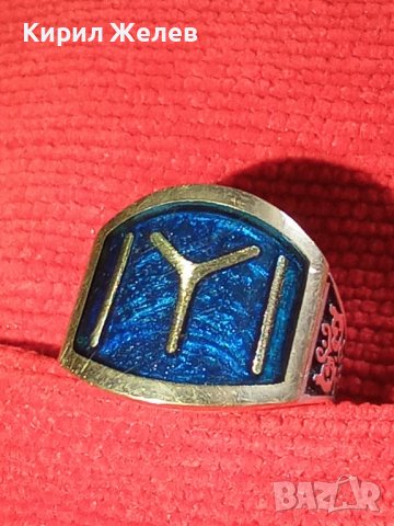 РУНА ЕМБЛЕМА на РОДА ДУЛО СРЕБЪРЕН ЕМАЙЛИРАН МАСИВЕН ПРЪСТЕН 925 СРЕБРО УНИКАЛЕН ПРАБЪЛГАРСКИ 22708