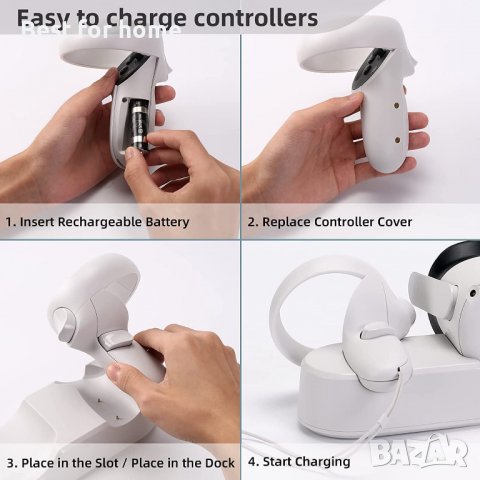 Smatree зареждане на док, съвместим за Oculus Quest 2/Meta Quest 2, VR контролер и зареждане на слуш, снимка 7 - Безжични зарядни - 39919806