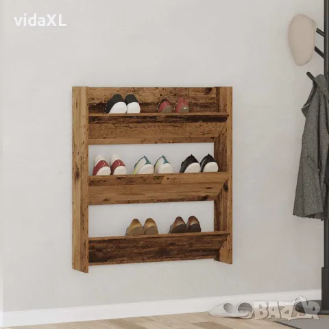 vidaXL Стенен шкаф за обувки от старо дърво 80x18x90 cm, снимка 2 - Шкафове - 56148229