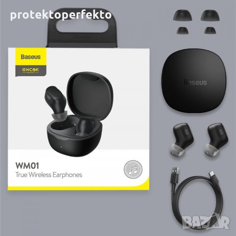 Безжични слушалки BASEUS WM01 хеднсфрии – черни