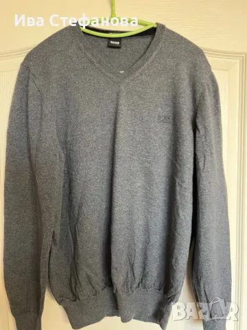 Нов 100 % оригинален марков тънък сив пуловер Hugo Boss, снимка 9 - Пуловери - 48199373