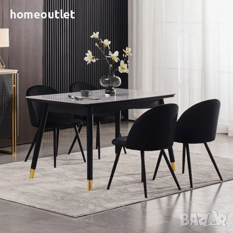 ПРОМОЦИЯ Трапезни столове с дамаска от кадифе, к-кт от 2бр. CLIPOP C-U-DC-0074BL, снимка 2 - Столове - 50683909