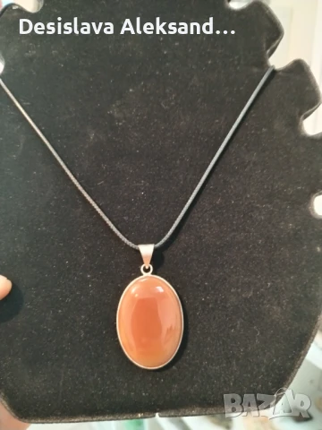 Колие със карнеол с обков със сребърно покритие , снимка 2 - Колиета, медальони, синджири - 51062012