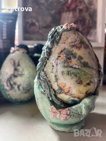 Декорация за Великден, винтидж яйца с декупаж, снимка 3 - Декорация за дома - 53698773