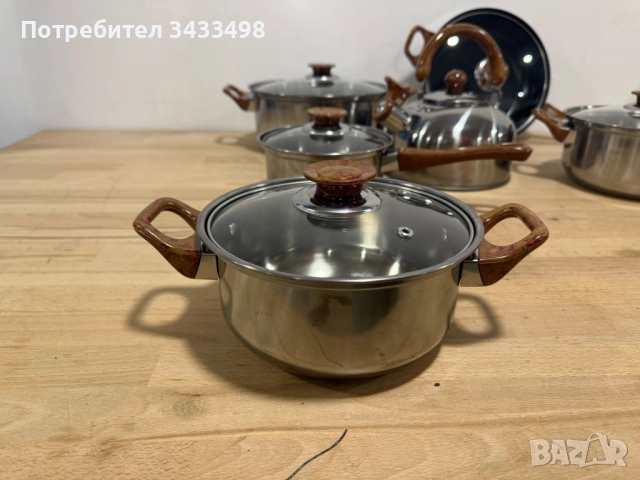 Комплект тенджери + подарък кухненски прибори розов, черен или зелен цвят , снимка 9 - Съдове за готвене - 51961471