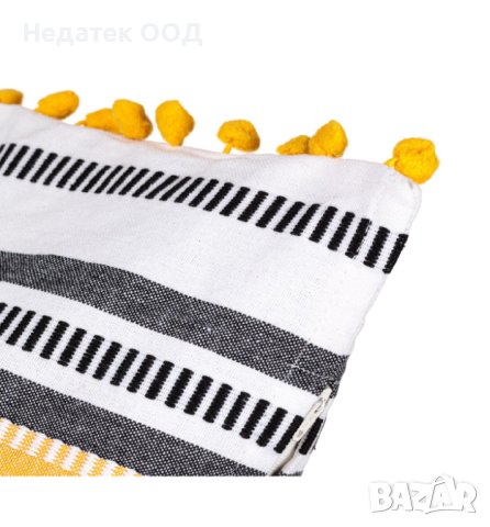 Декоративна  възглавница, 60x40 cм, Горчица/ сиво/ бяла, снимка 3 - Възглавници - 40995728