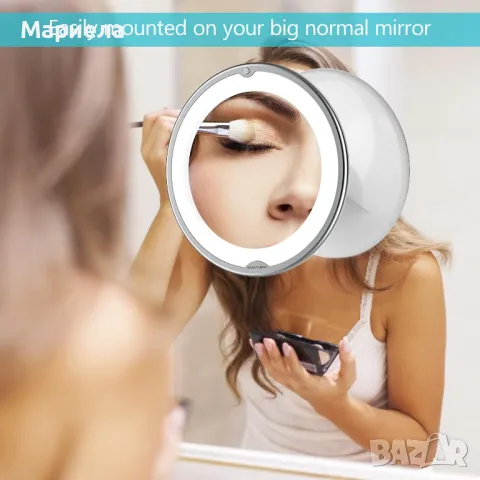 BEAUTURAL 10X увеличително огледало за грим със светлини, осветено увеличително огледало с вендуза, снимка 2 - Други - 47675589