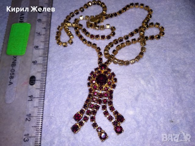 РАЗКОШНА СТАРИННА РЕТРО АРТ ДЕКО ПОЗЛАТЕНА БРОНЗОВА СКЪПОЦЕННА ОГЪРЛИЦА с КАМЪНИ ГРАНАТ 38656, снимка 9 - Антикварни и старинни предмети - 41622915