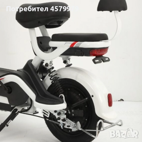 Електрически велосипед motor9 48V12AH – Максимална скорост 45 км/ч, 500W мотор, вакуумни гуми, бял/ч, снимка 3 - Велосипеди - 51652555