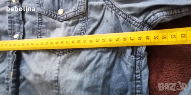 Дамска дънкова риза с камъни, снимка 3 - Ризи - 49769864