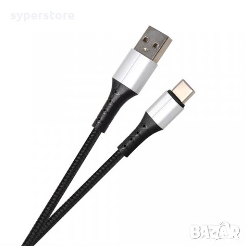 Кабел USB3.1 към USB Type C 1m Черна оплетка 3A Бързо Зареждане VCom SS001307 Cable USB/USB Type C M, снимка 3 - Кабели и адаптери - 34333246