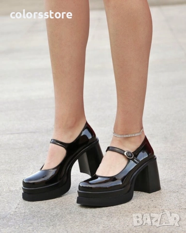 Обувки на ток - черен лак - SDF90 , снимка 2 - Дамски ежедневни обувки - 39924543