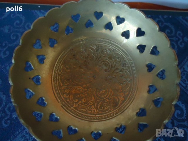 малка месингова купа на столче ,бонбониера, снимка 2 - Антикварни и старинни предмети - 39324880