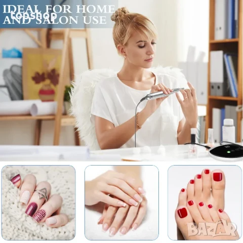 НОВА професионална пила за нокти ENGERWALL S20 35000RPM, 35W, ниско ниво на шум и ниски вибрации..., снимка 4 - Продукти за маникюр - 50552496