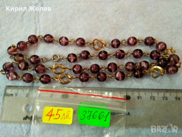 СТАРО АР НУВО РЕТРО КОЛИЕ ОГЪРЛИЦА ВЕНЕЦИАНСКО СТЪКЛО МУРАНО и ПОЗЛАТЕН БРОНЗ РЪЧНА ИЗРАБОТКА 37661, снимка 4 - Антикварни и старинни предмети - 41838532