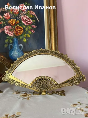 Антикварни бронзови огледала във формата на ветрила стил Наполеон III . Много редки и кресиви., снимка 9 - Антикварни и старинни предмети - 48484719