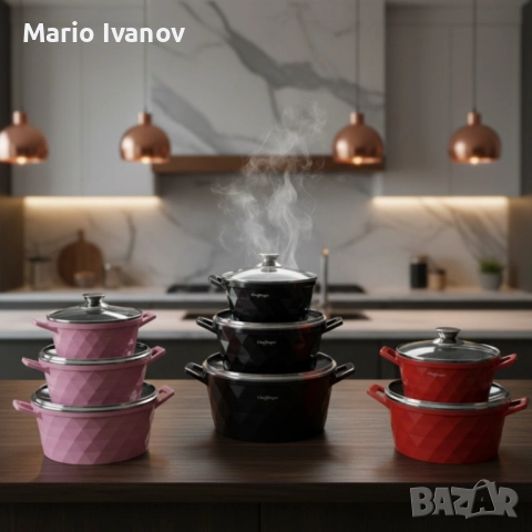 Висококачествен комплект касероли Cheffinger – елегантност, здравина и удобство в кухнята, снимка 6 - Съдове за готвене - 52857426