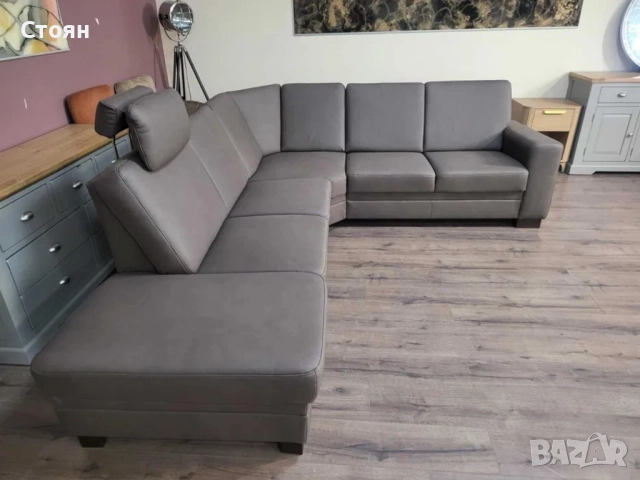 ПРОМОЦИЯ!!! Кожен ъглов диван цвят кафяв Нуга ZE - EM05002, снимка 9 - Дивани и мека мебел - 52838297