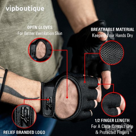 Отворени Фитнес Ръкавици Без Накитник Black, снимка 3 - Фитнес уреди - 41459282