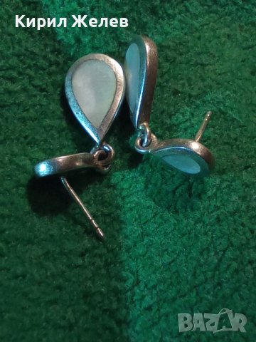 ВИНТИДЖ СРЕБЪРНИ СЕДЕФЕНИ АР НУВО ОБЕЦИ СРЕБРО 925 АНГЛИЯ РЪЧНА ЮВЕЛИРНА ИЗРАБОТКА 27169, снимка 2 - Обеци - 36817705