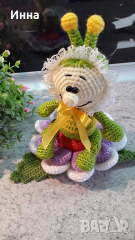 Плетена играчка Буболечка+голямо цвете, Плетени, ръчно изработени., снимка 11 - Романтични подаръци - 32279475