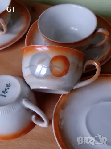 Баварски порцелан, чаши за кафе от 30-те, 4 бр с чинийки, снимка 5 - Антикварни и старинни предмети - 48966817