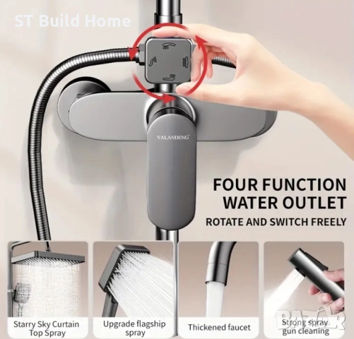 Луксозен сив душов комплект за баня, снимка 3 - Душове - 51487026