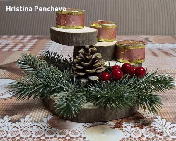 Коледен свещник , снимка 2 - Декорация за дома - 52663577